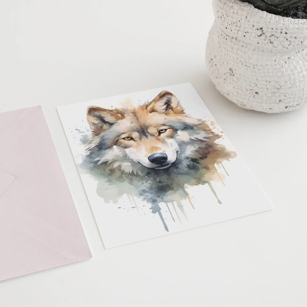 Wolf Portrait Watercolor Wall Art Illustration Print Poster Unframed - Picture 6 of 7